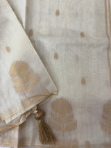Semi chanderi silk saree with zari weaving - MKT891