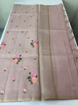 Tissue mix Soft silk saree with embroidery MS8189- Pastel DuskyPink