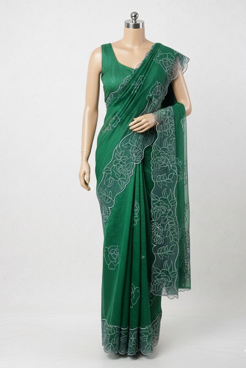 NetKota Applique work saree  MSH110- Green