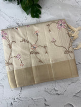Blended tussar saree with embriodery - MS8665 PearlCream