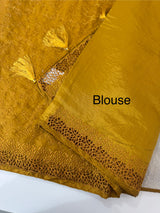 Cutwork satin mix Blended tussar saree with thread work MTS9078