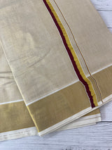 Kerala tissue saree- Maroon Kara