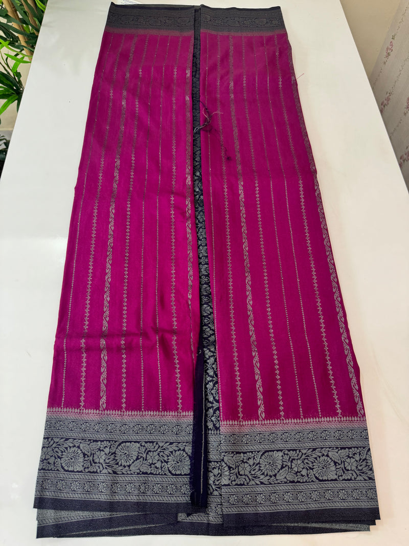 Chinnon Georgette saree with contrast pallu and blouse MS12166