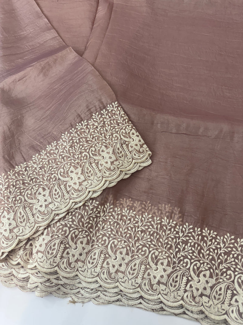 Crush Organza embroidery saree MS9739- DuskyNudeMauve
