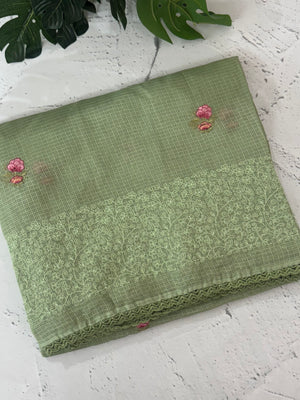 Kota checks embriodery saree MS7689 DustyGreen