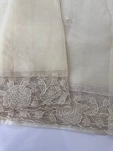 Viscose Organza saree with applique work-MSH101 Beige