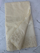 Striped Mul chanderi saree with net applique borders MSH987 - Pale Yellow