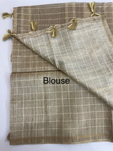 Blended soft tussar silk saree MS1587 - Taupe