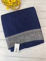 Crepe Banarasi viscose Georgette saree with brocade blouse MS953211- DarkBlue