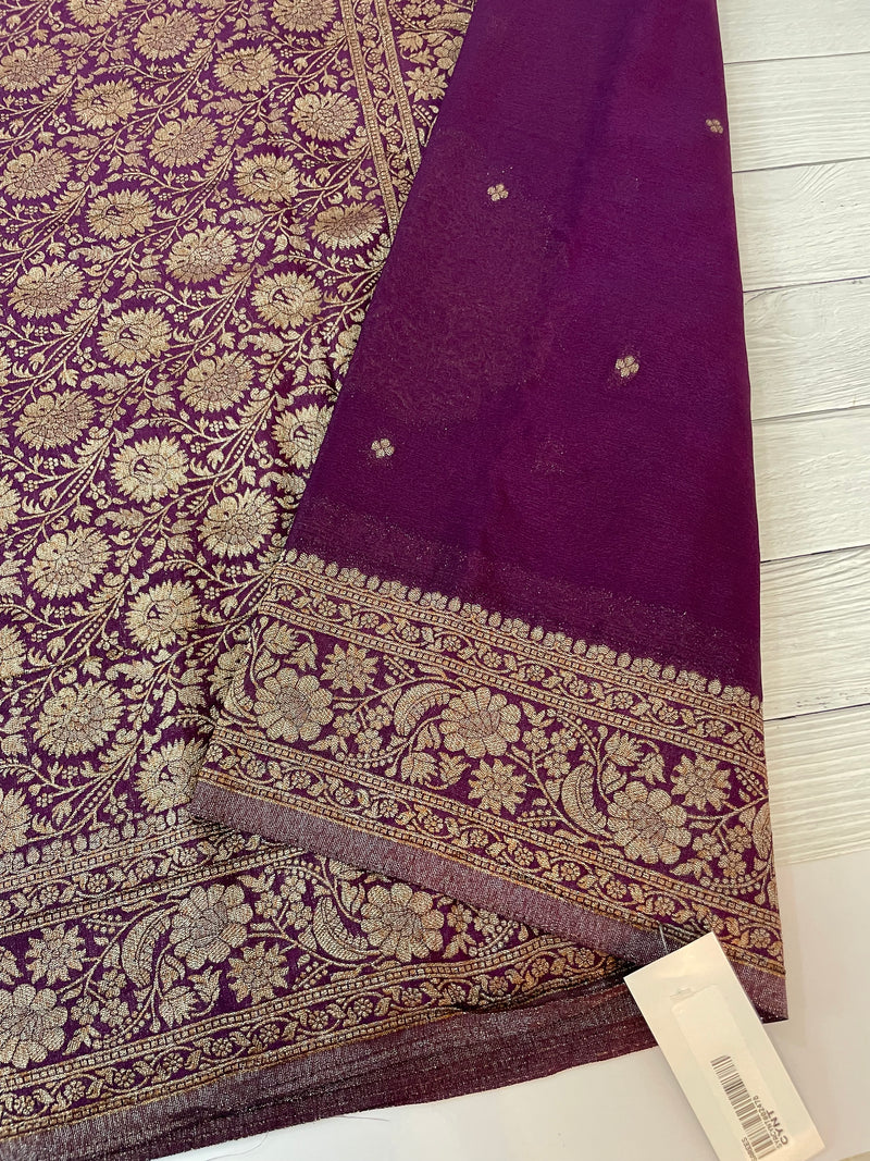 Semi banarasi Crepe Chiffon saree - MS1499 VADAMALLI