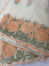 Mul chanderi embriodery saree with scalloped borders MSH176