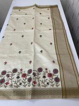 Blended tussar silk saree with embroidery- MSH490