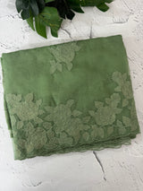 Soft organza saree with applique work - MCW225 DuskyGreen