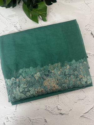Soft Organza saree with cutwork tissue applique borders - MCW765