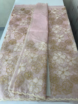 Semi organza saree with thread work - MSH910 PastelPink