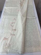 Mul chanderi saree with embriodery MSH114 - Pastel Pink flowers