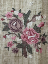 Premium Tussar-linen saree with cross stitch embroidery MLS16186