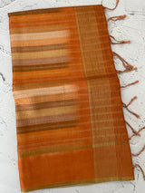 Multi color Semi soft silk saree with borders MSS590