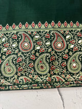 Semi modal silk saree with mirror work - MMB502 Green