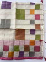 Semi chanderi saree with multi color checks- MSF334