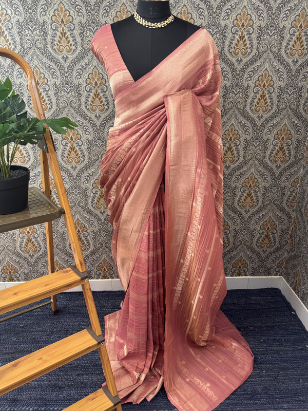 Banarasi crush georgette saree- MS1341 DuskyPeach
