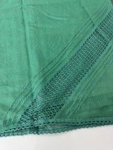Supernet saree with crochet work and lace border MCJ5433 -JadeGreen(Design - Diagonal Crochet)