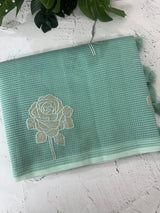 Kota Moonga checks saree with tissue applique work MMS431
