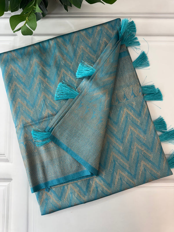 Banarasi soft silk saree MKSS1452 OceanBlue