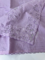 Mul chanderi saree with applique borders MSH112- Lavender