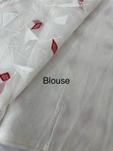 Kota Moonga checks saree with thread work MSH294 - White to Red