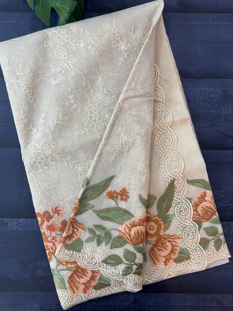 Kota silk saree with cross stitch embriodery MS13506C