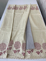 Blended soft tussar saree with embriodery - MS8669 PearlCream