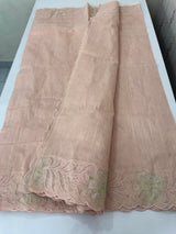 Khadi supernet applique work saree  MSH167 PastelPeach