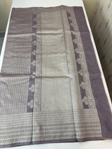 Banarasi semi katan saree in silver zari MS14667- DuskyMauve