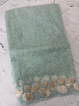 Soft Organza saree with thread work and tissue applique borders - MCW605 PastelCyanBlue