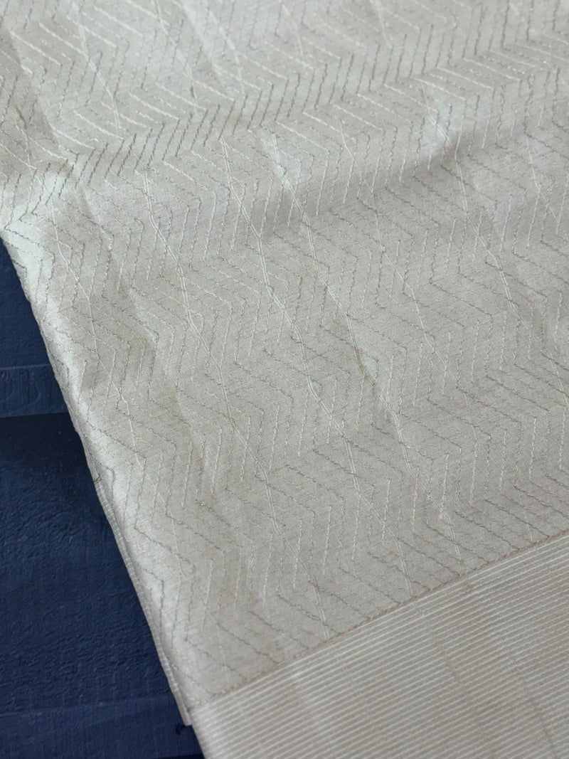 Blended tussar saree with embriodery - MS8665 Cream