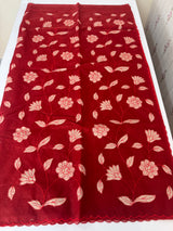 Organza saree with tissue applqiue work - MSH989 OrangyRed