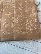 Tissue Silk applique work saree MS49811- DuskyPeach