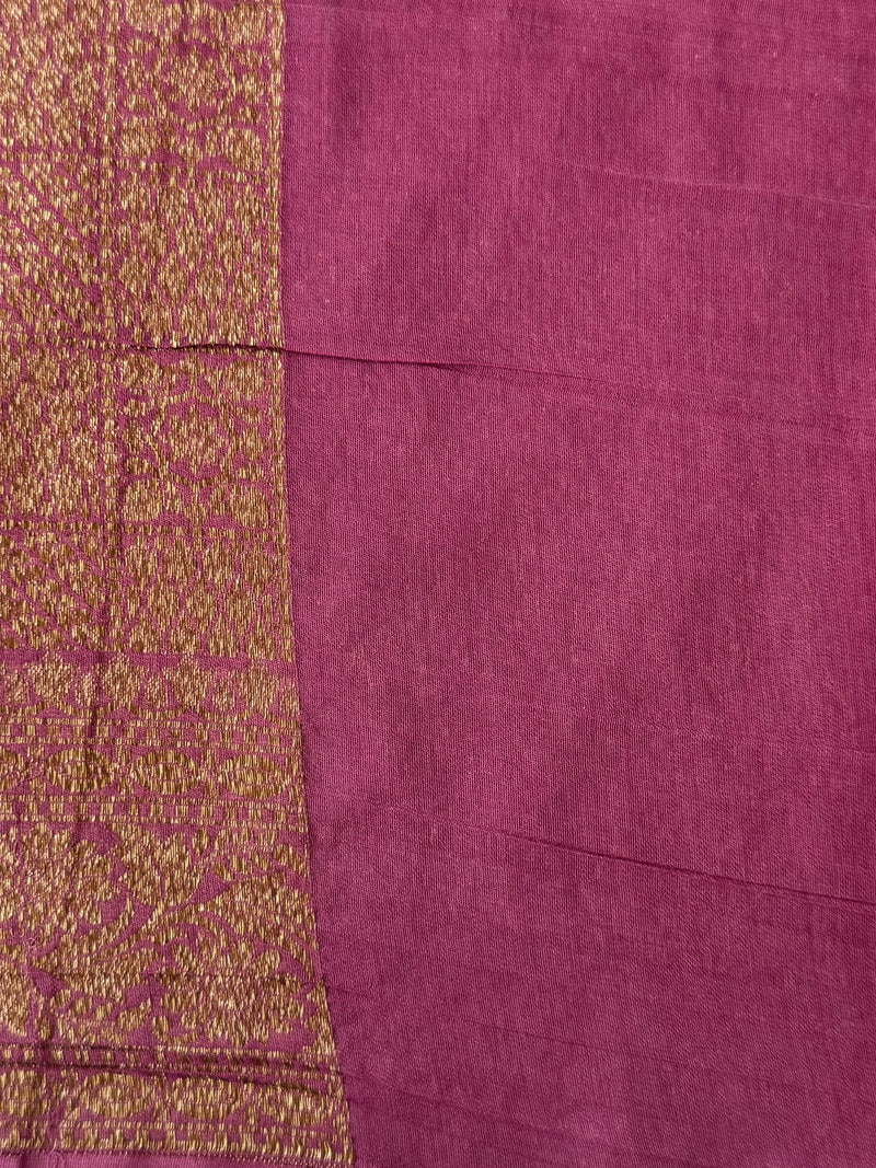 Semi katan Banarasi saree in antique zari weaving - MSKB899 OnionPink