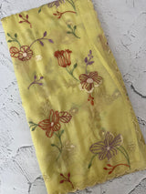 Crush Organza saree with embroidery work MBS699 Yellow