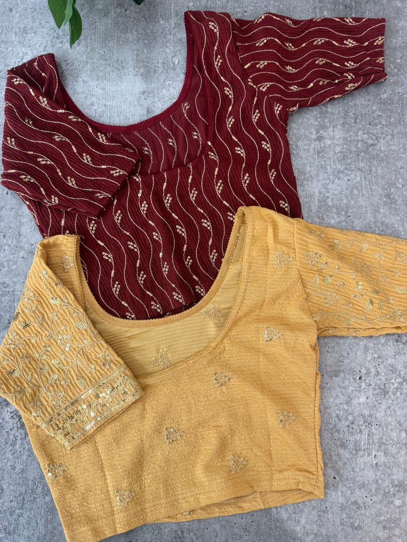 Stretchable Readymade blouse with sequence work : SIZE 32 - Combo 8