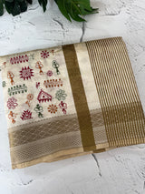 Blended tussar silk saree with embroidery- MSH490