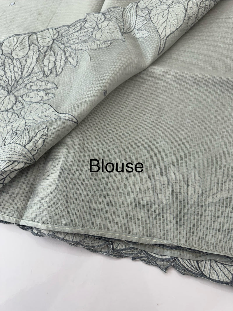Soft kota silk saree with embriodery MS15031- Grey