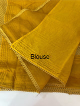 Supernet saree with crochet work and lace border MCJ5433 - Mustard