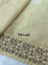 Organza saree with embroidery borders - MSH907 Ivory