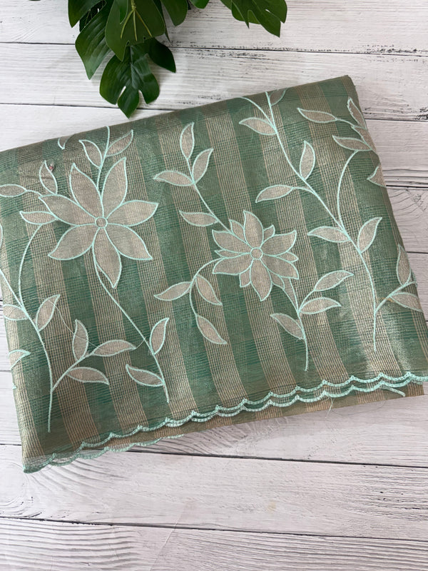 Tissue Silk applique work saree MSH133 Design 2 - JadeGreen