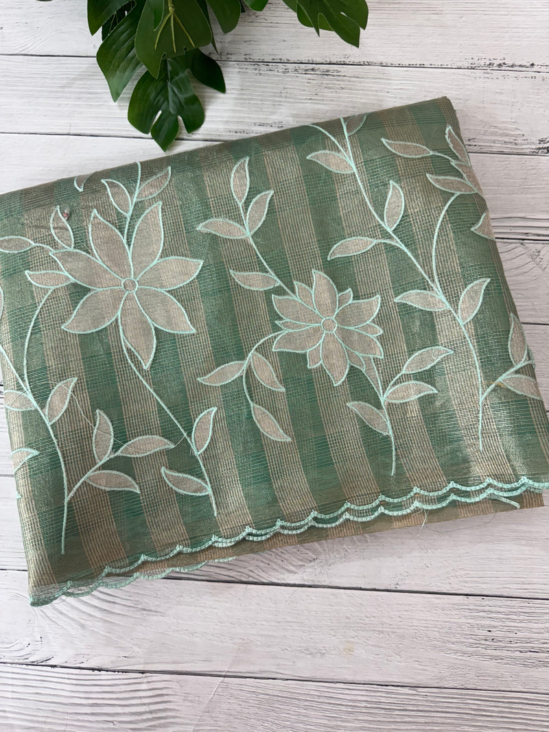 Tissue Silk applique work saree MSH133 Design 2 - JadeGreen