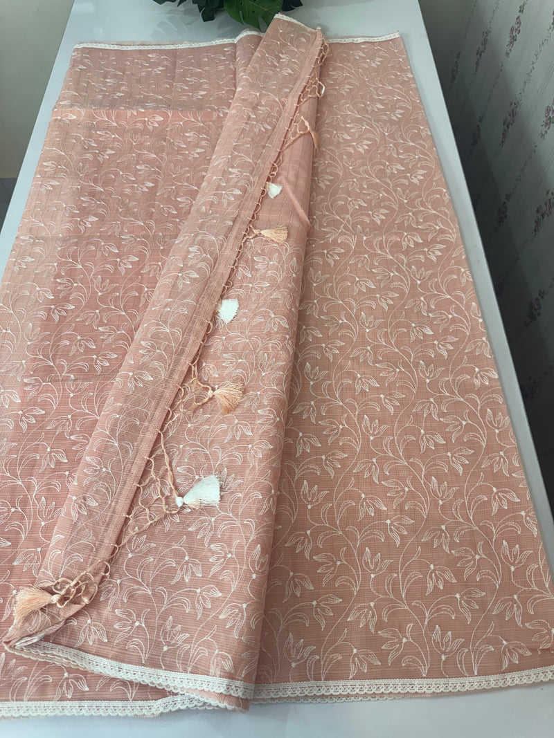 Kota embriodery saree MS1455 - PastelPeach