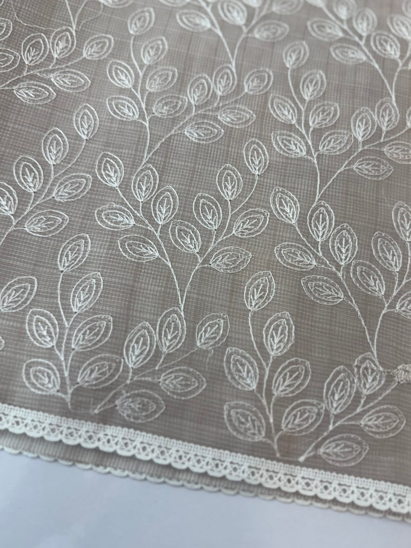 Kota cotton silk embriodery saree MS1455- Pastel brown
