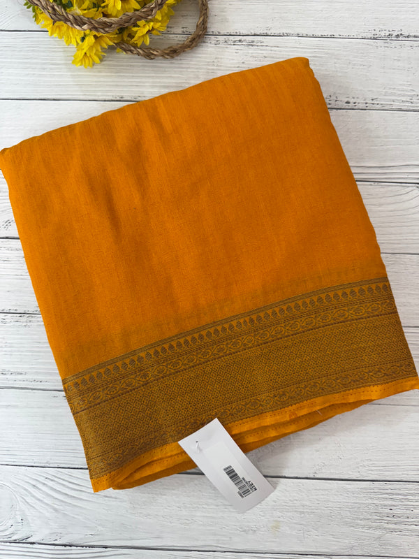 Crepe Banarasi viscose Georgette saree with brocade blouse MS953211- MustardYellow